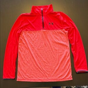 Under Armour Bright Red Heathered 1/4 Zip Pullover Youth XL